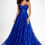 VESTIDO DE FIESTA COLOR AZUL REY TALLA M/L  – MACYS MARCA VIOLET- USA