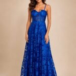 VESTIDO DE FIESTA COLOR AZUL REY TALLA M/L  – MACYS MARCA VIOLET- USA