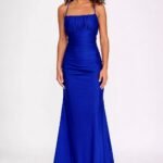 VESTIDO DE FIESTA COLOR AZUL REY TALLA M – MACYS MARCA EMERALD SUNDAE - USA