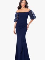 VESTIDO DE FIESTA MADRE DE NOVIOS TALLA M a ELASTICADO – USA MARCA XSCAPE - Imagen 3