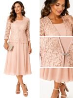 VESTIDO DE FIESTA MADRE DE NOVIOS 2 PIEZAS TALLA L – MARCA JESSICA HOWARD - USA - Imagen 4