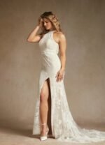 VESTIDO DE NOVIA MARFIL CHAMPAN ELEGANTE TALLA L - USA - Imagen 4