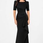 VESTIDO DE FIESTA MADRINA COLOR NEGRO TALLA S – MARCA XSCAPE- USA