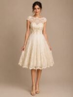 VESTIDO DE NOVIA CIVIL  ELEGANTE TALLA  XS– USA MARCA CHI CHI LONDON