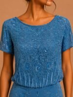 VESTIDO DE FIESTA ELEGANTE MADRE DE NOVIOS TALLA 38/40 – MARCA ADRIANNA PAPELL – USA - Imagen 4