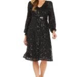 VESTIDO COCTEL MUJER BRILLANTE TALLA XL COLOR NEGRO  // USA MARCA R&M RICHARDS