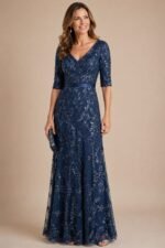 VESTIDO DE FIESTA ELEGANTE MADRE DE NOVIOS TALLA L-XL – MARCA OLEG CASSINI – USA